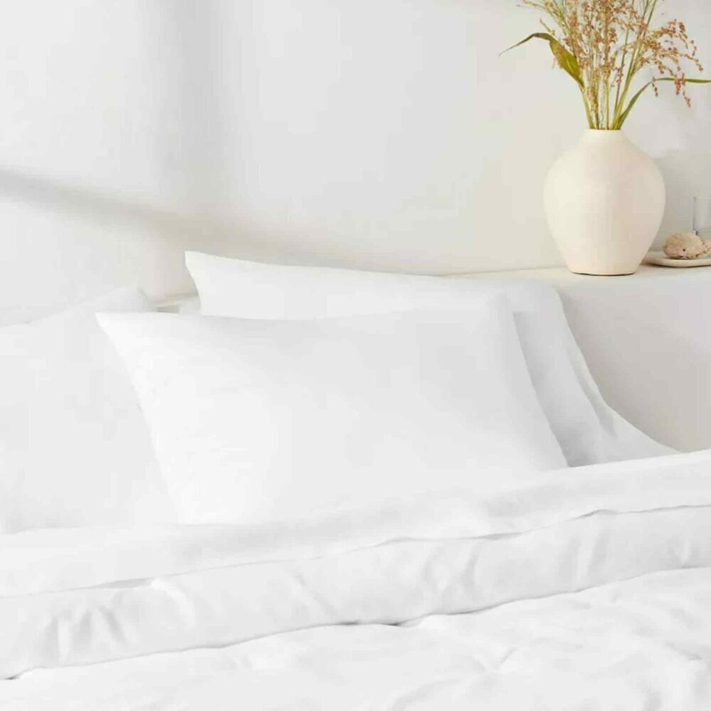 New!  Set of 2 Casaluna Lyocell Cotton Blend Comforter Shams, White, King Size